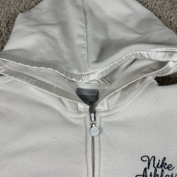 Nike Hoodie Womens Full Zip Fleece White Y2K Athletic Training Casual - Picture 4 of 12